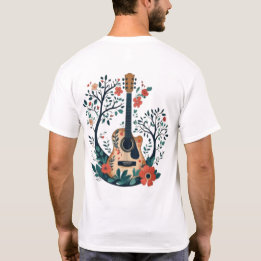 Camiseta 🎸 "Floral Acoustic Guitar" - Lover de Música Artí