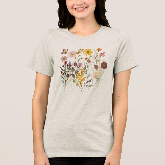Camiseta floral adorável (Frente)