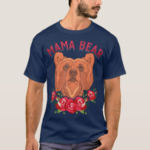 Camiseta Floral Animal Mamãe Urso Família Flor Rosa Mama Be