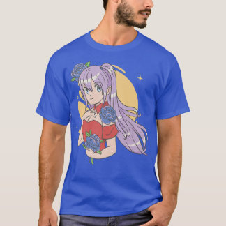 Camiseta Floral Anime Girl Japan Fllower
