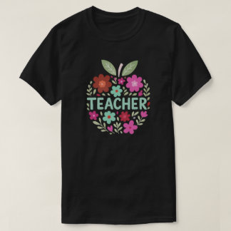 Camiseta Floral Apple Teacher Design