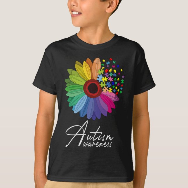 Camiseta Floral Autismo Sensibilização Flor Para Mulheres (Frente)
