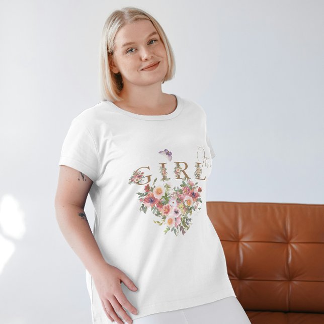 Camiseta Floral Baby Girl Chá Mãe para ser (Criador carregado)