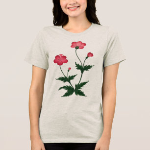Camiseta Floral Bege, Rosa e Verde