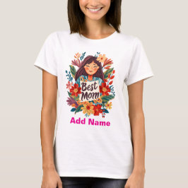 Camiseta Floral Best Mom Portrait - Vibrant Mother's Day 