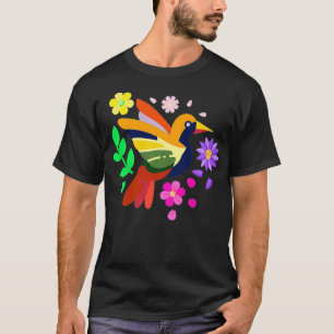 Camiseta Floral Bird Otomi Meican Embroidery Style Meicano 