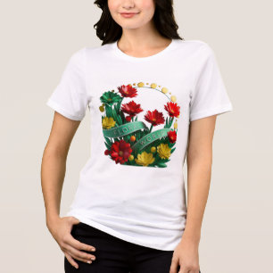 Camiseta Floral Bliss Bella+Canvas T-Shir Tri-Blend feminin