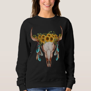 Camiseta Floral Boho Bull Crânio Alma Selvagem Turquesa Oci