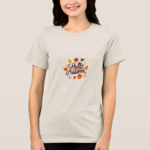 Camiseta Floral Bonito Olá Outono Estética Tempora