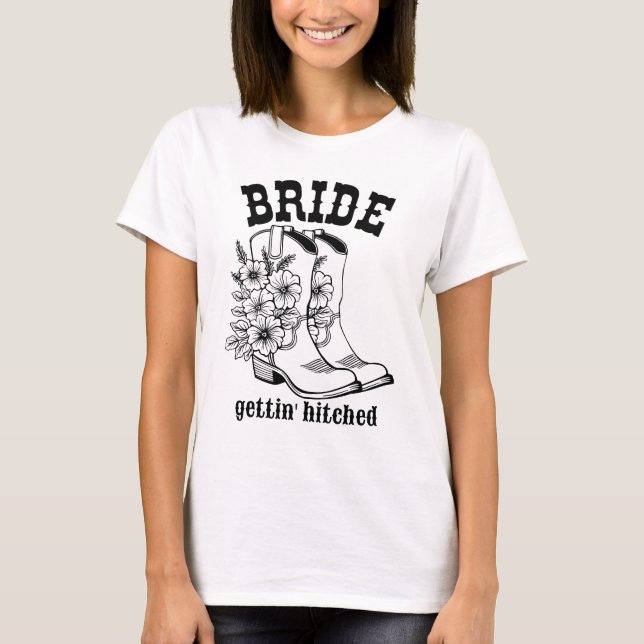 Camiseta Floral Boots Bride Gettin' Hitched (Frente)