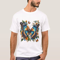 Camiseta Floral Borboleta Azul