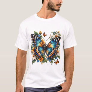 Camiseta Floral Borboleta Azul