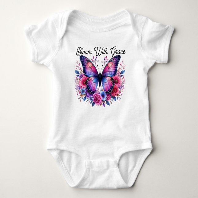 Camiseta Floral Borboleta Bloom With Grace | Rosa  (Frente)