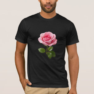 Camiseta Floral Botânica de Rosa Rosa Elegante