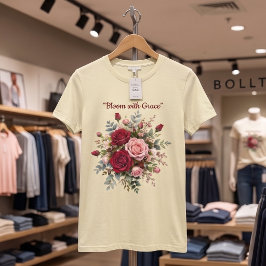 Camiseta Floral Buquê de Rosas Vermelhas e Rosas E