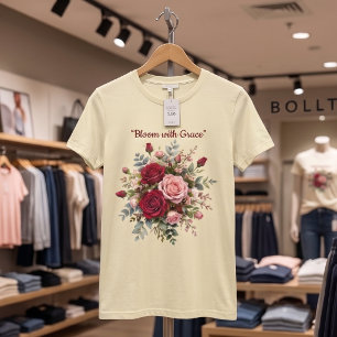 Camiseta Floral Buquê de Rosas Vermelhas e Rosas E