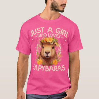 Camiseta Floral Capybara É Uma Menina Que Ama Capybaras