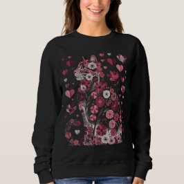 Camiseta Floral Cat of Love – Romantic Pink Botanical Kitty
