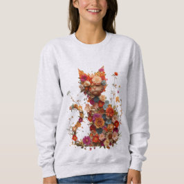 Camiseta Floral Cat Sweatshirt | Cozy Aesthetic Cat Lover