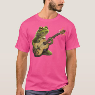 Camiseta Floral Cottagecore Sapo Tocando Violão Acústico