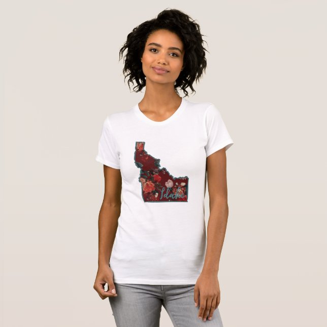 Camiseta Floral Crimson & Teal Idaho (Frente Completa)