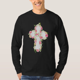 Camiseta Floral Cross Crucifix Deus Cristo Bíblia Christian
