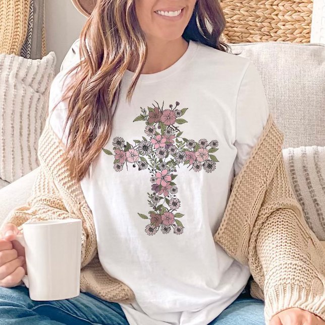 Camiseta Floral Cross Wilflower Páscoa Christian (Criador carregado)