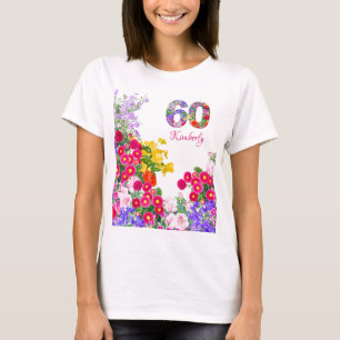 Camiseta floral de 60ª festa de aniversário convid