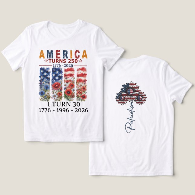 Camiseta Floral de Aniversário Personalizado - A A (Design Frente e Verso)