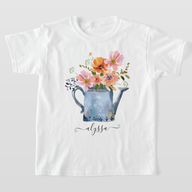 Camiseta Floral De Aquarela Pintada À Mão (Postura )
