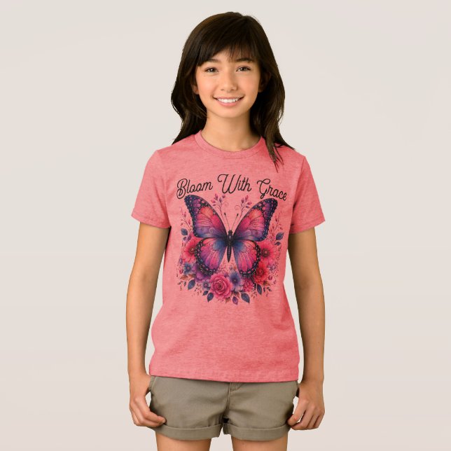 Camiseta Floral de Borboleta Bloom With Grace | Ro (Frente Completa)