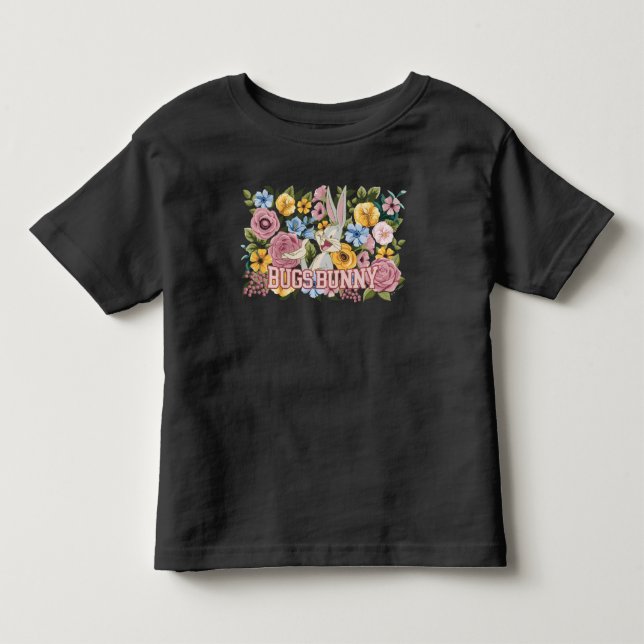 Camiseta Floral de Bordado Gráfico do BUGS BUNNY™ (Frente)