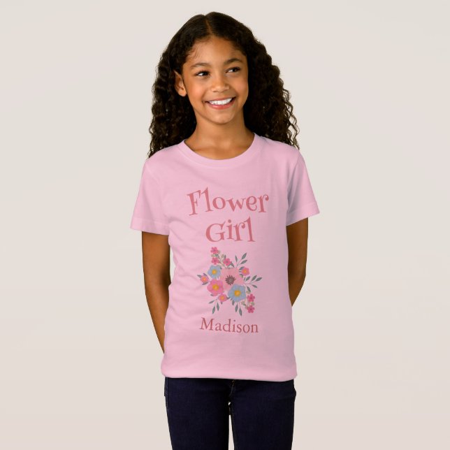 Camiseta Floral de Casamento da Menina de Flor Encantadora (Frente Completa)