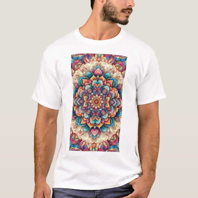 Camiseta floral de cheio de cor (Frente)