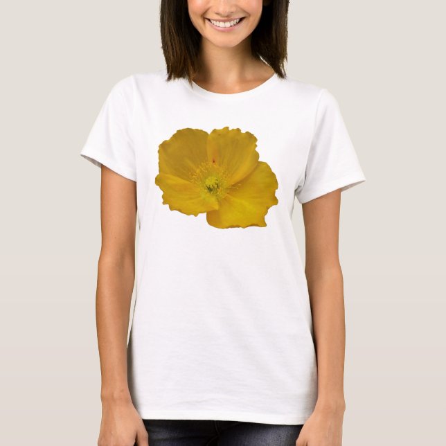 Camiseta Floral de Flor Selvagem de Flor Amarelo do Alasca (Frente)