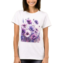 Camiseta Floral de Hibiscus Purple Blooming