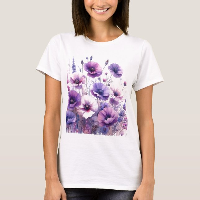 Camiseta Floral de Hibiscus Purple Blooming (Frente)