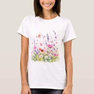 Camiseta Floral de Malha de Flores Silvestres