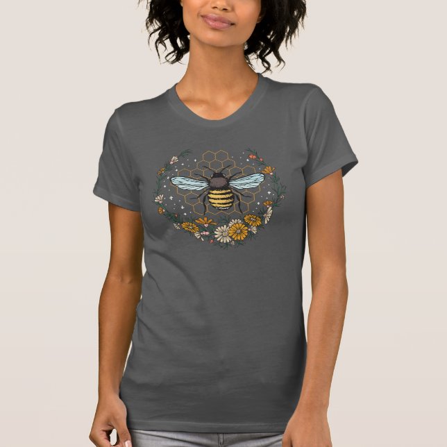 Camiseta Floral De Mel Comb De Bee Lover (Frente)