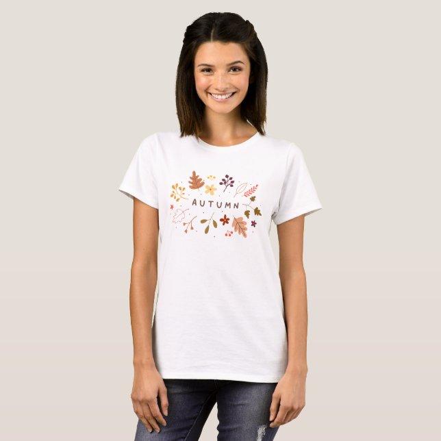 Camiseta Floral de outono minimalista (Frente Completa)
