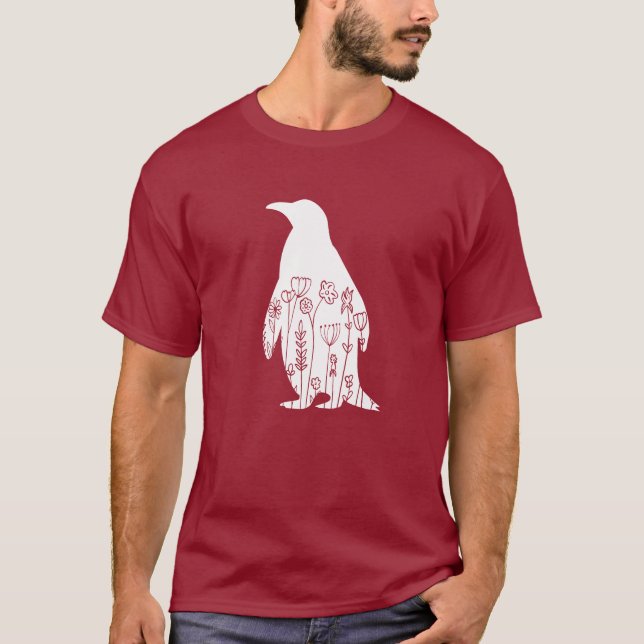 Camiseta Floral De Pinguim-Cinto (Frente)