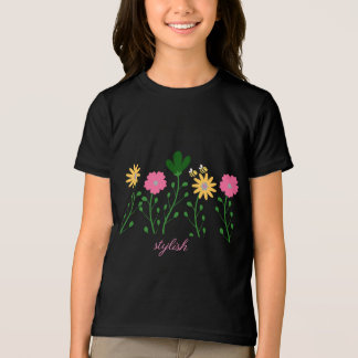 Camiseta Floral de primavera e Verão Personaliza Meninas
