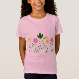 Camiseta Floral de primavera e Verão Personaliza Meninas