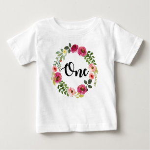 Camiseta Floral de primeiro aniversário