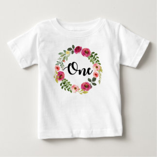 Camiseta Floral de primeiro aniversário