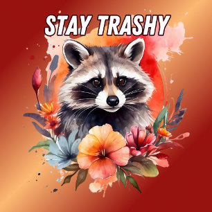 Camiseta Floral de Trashy Raccoon para Ficar Bonito