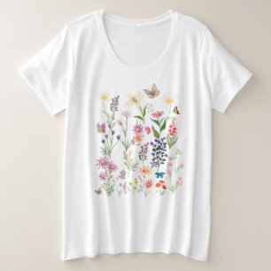 Camiseta Floral de Vintage, Boho Wildflower