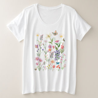Camiseta Floral de Vintage, Boho Wildflower
