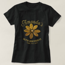 Floral Dourado Brilho Flor Doce Aniversário de 16