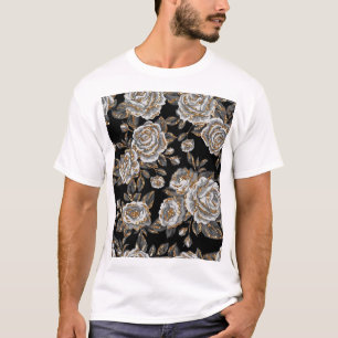 Camiseta Floral Dourado De Luminosidade: Vintage De Esparto